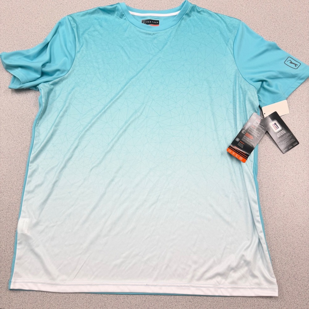 PGA Tour Mens Bluebird Geometric Gradient Performance Golf Shirt PVKS60F6DS L